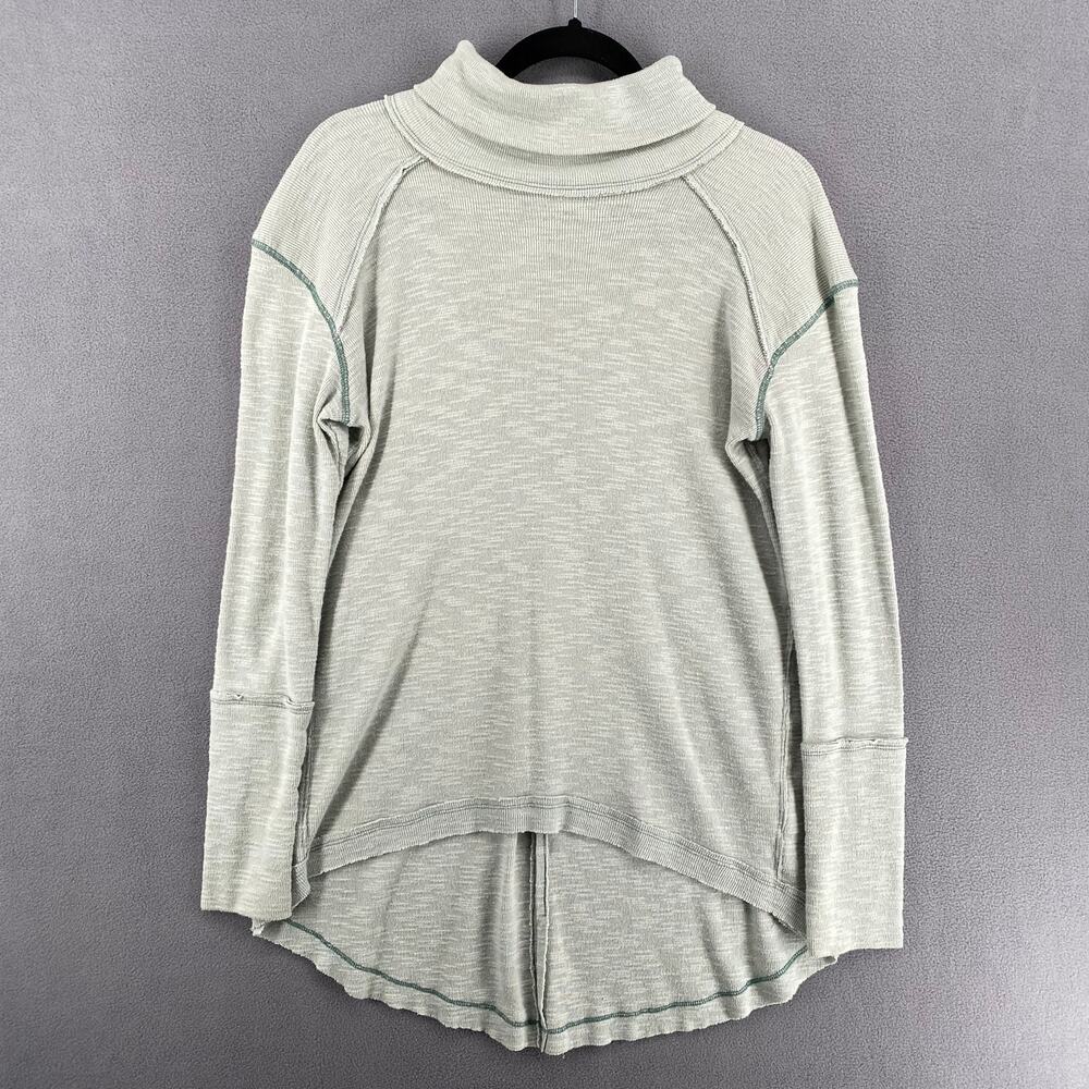 Free People Split Back Cowl Turtleneck Long Sleeve Top Womens S Green Sporty